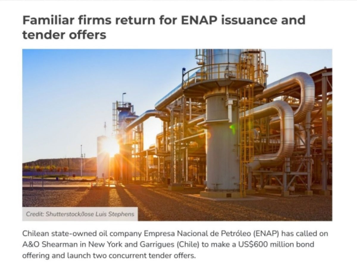 Familiar firms return for ENAP issuance and tender offers