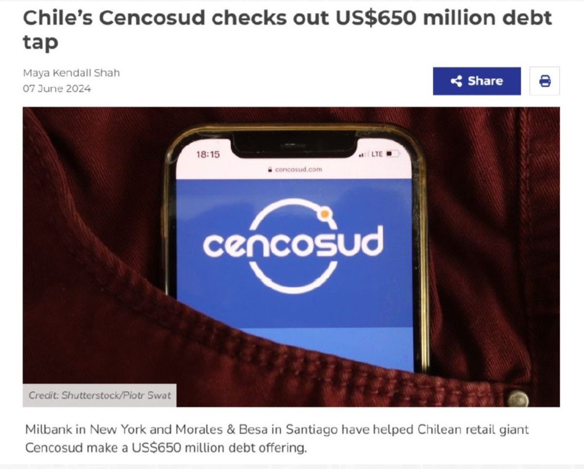 Chile’s Cencosud checks out US$650 million debt tap